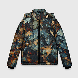 Куртка зимняя для мальчика Реалистичный камуфляж из сухих листьев, цвет: 3D-светло-серый