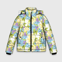 Куртка зимняя для мальчика Пышные цветы, цвет: 3D-черный