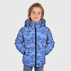 Куртка зимняя для мальчика Узоры гжель на голубом фоне, цвет: 3D-черный — фото 2