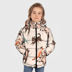 Куртка зимняя для мальчика Коты и рыба, цвет: 3D-светло-серый — фото 2