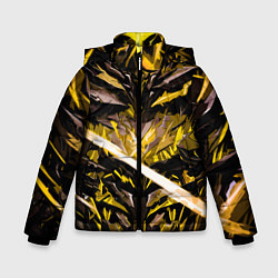 Куртка зимняя для мальчика Жёлтый камень на чёрном фоне, цвет: 3D-светло-серый