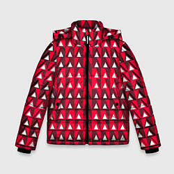 Куртка зимняя для мальчика Белые треугольники на красном фоне, цвет: 3D-светло-серый