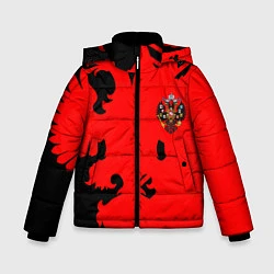 Куртка зимняя для мальчика Герб России абстракция спорт текстура, цвет: 3D-светло-серый