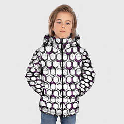 Куртка зимняя для мальчика Киберпанк узор из шестиугольников розовый, цвет: 3D-красный — фото 2