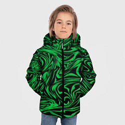 Куртка зимняя для мальчика Узор на черном фоне с ярким зеленым абстрактным ди, цвет: 3D-красный — фото 2