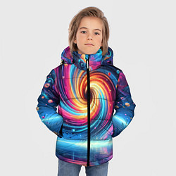 Куртка зимняя для мальчика Неоновая космическая абстракция - нейросеть, цвет: 3D-черный — фото 2