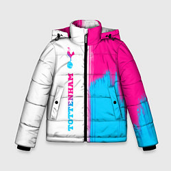 Куртка зимняя для мальчика Tottenham neon gradient style по-вертикали, цвет: 3D-черный