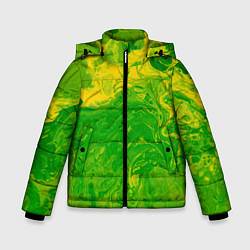 Куртка зимняя для мальчика Зеленые подтеки, цвет: 3D-черный