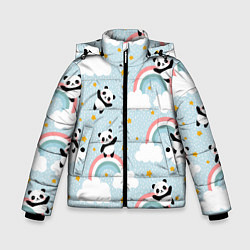 Куртка зимняя для мальчика Панда на радуге, цвет: 3D-красный