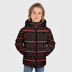 Куртка зимняя для мальчика Красные круги и полосы, цвет: 3D-черный — фото 2