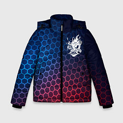 Куртка зимняя для мальчика Cyberpunk 2077 неоновые соты, цвет: 3D-черный