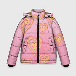 Куртка зимняя для мальчика Сердца градиент, цвет: 3D-светло-серый