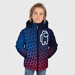Куртка зимняя для мальчика Among Us неоновые соты, цвет: 3D-черный — фото 2