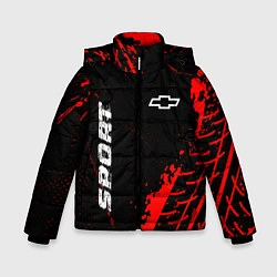 Куртка зимняя для мальчика Chevrolet red sport tires, цвет: 3D-черный