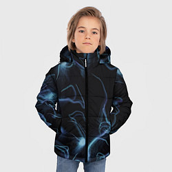 Куртка зимняя для мальчика Синие неоновые молнии, цвет: 3D-светло-серый — фото 2