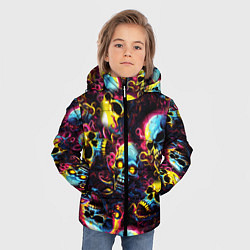 Куртка зимняя для мальчика Разноцветные черепушки с щупальцами, цвет: 3D-черный — фото 2