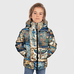 Куртка зимняя для мальчика Пэчворк из Египетских мотивов, цвет: 3D-светло-серый — фото 2