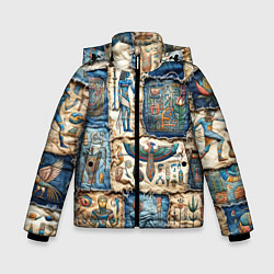 Куртка зимняя для мальчика Пэчворк из Египетских мотивов, цвет: 3D-красный