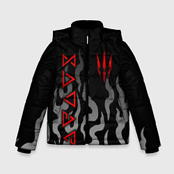 Куртка зимняя для мальчика Ведьмак- языки пламени, цвет: 3D-красный
