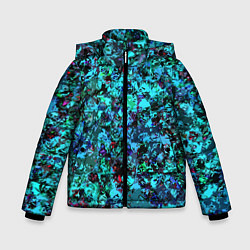 Куртка зимняя для мальчика Абстракция яркий бирюзовый, цвет: 3D-черный