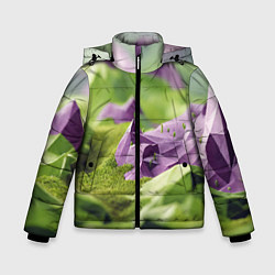 Куртка зимняя для мальчика Геометрический пейзаж фиолетовый и зеленый, цвет: 3D-красный