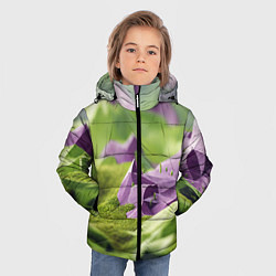 Куртка зимняя для мальчика Геометрический пейзаж фиолетовый и зеленый, цвет: 3D-черный — фото 2