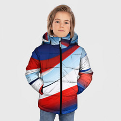 Куртка зимняя для мальчика Волнистая абстракция в стиле минимализм, цвет: 3D-красный — фото 2