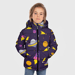 Куртка зимняя для мальчика Космические приключения, цвет: 3D-черный — фото 2