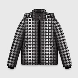 Куртка зимняя для мальчика Паттерн черных и белых квадратов, цвет: 3D-светло-серый