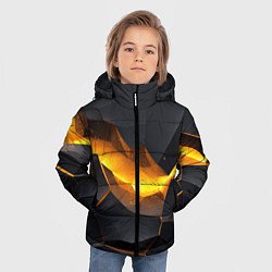 Куртка зимняя для мальчика Разлом черных плит и оранжевая лава, цвет: 3D-черный — фото 2