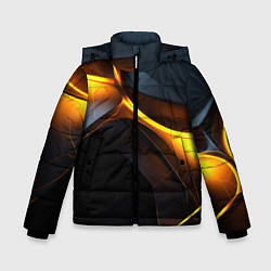Куртка зимняя для мальчика Разлом черных плит и оранжевая лава, цвет: 3D-светло-серый