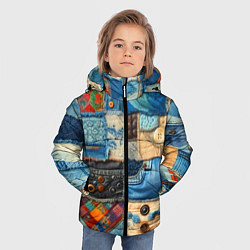 Куртка зимняя для мальчика Vanguard denim patchwork - ai art, цвет: 3D-светло-серый — фото 2