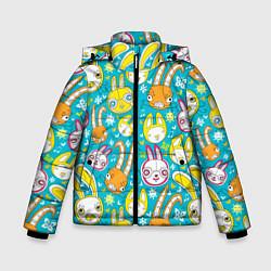 Куртка зимняя для мальчика Разноцветные зайцы, цвет: 3D-светло-серый