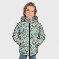 Куртка зимняя для мальчика Паттерн цветочный из сирени, цвет: 3D-черный — фото 2