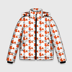 Куртка зимняя для мальчика Миленькие рыжие птички, цвет: 3D-светло-серый