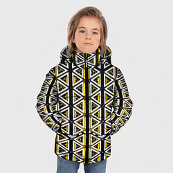 Куртка зимняя для мальчика Жёлто-белые треугольники на чёрном фоне, цвет: 3D-светло-серый — фото 2