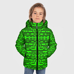 Куртка зимняя для мальчика Чёрные полосы на зелёном фоне, цвет: 3D-красный — фото 2