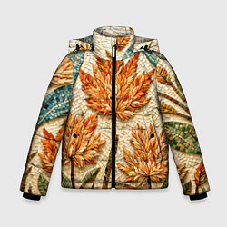 Куртка зимняя для мальчика Мозаика осенняя листва в теплых тонах, цвет: 3D-красный
