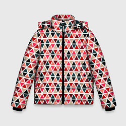 Куртка зимняя для мальчика Бирюзово-розовый геометричный треугольники, цвет: 3D-светло-серый