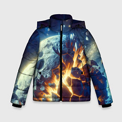 Куртка зимняя для мальчика Взрыв планеты - космос от нейросети, цвет: 3D-черный