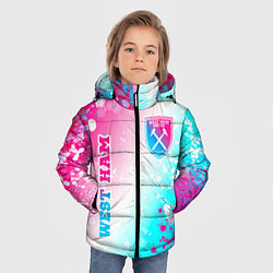 Куртка зимняя для мальчика West Ham neon gradient style вертикально, цвет: 3D-черный — фото 2