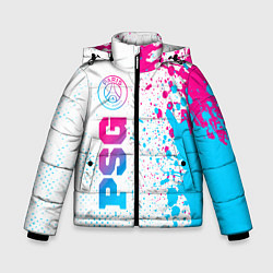 Куртка зимняя для мальчика PSG neon gradient style по-вертикали, цвет: 3D-черный