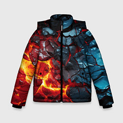 Куртка зимняя для мальчика Темная огненная плитка, цвет: 3D-светло-серый
