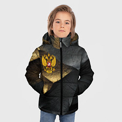 Куртка зимняя для мальчика Золотой герб России на темном фоне, цвет: 3D-светло-серый — фото 2