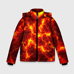 Куртка зимняя для мальчика Текстура огня, цвет: 3D-черный