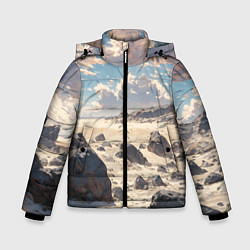 Куртка зимняя для мальчика Аниме пляж, цвет: 3D-светло-серый