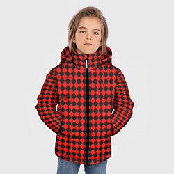 Куртка зимняя для мальчика Паттерн из квадратов, цвет: 3D-красный — фото 2