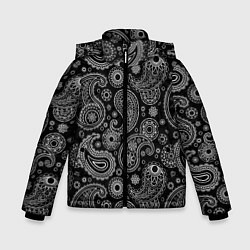 Куртка зимняя для мальчика Пейсли на черном, цвет: 3D-светло-серый