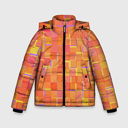Куртка зимняя для мальчика Россыпь оранжевых квадратов, цвет: 3D-черный