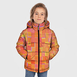 Куртка зимняя для мальчика Россыпь оранжевых квадратов, цвет: 3D-черный — фото 2